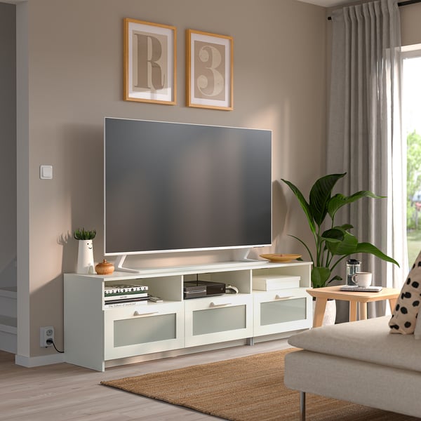 BRIMNES TV bench, white, 180x41x53 cm