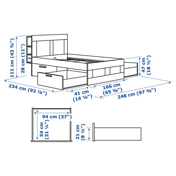 Ikea BRIMNES - 3-piece bedroom set, white,160x200 cm