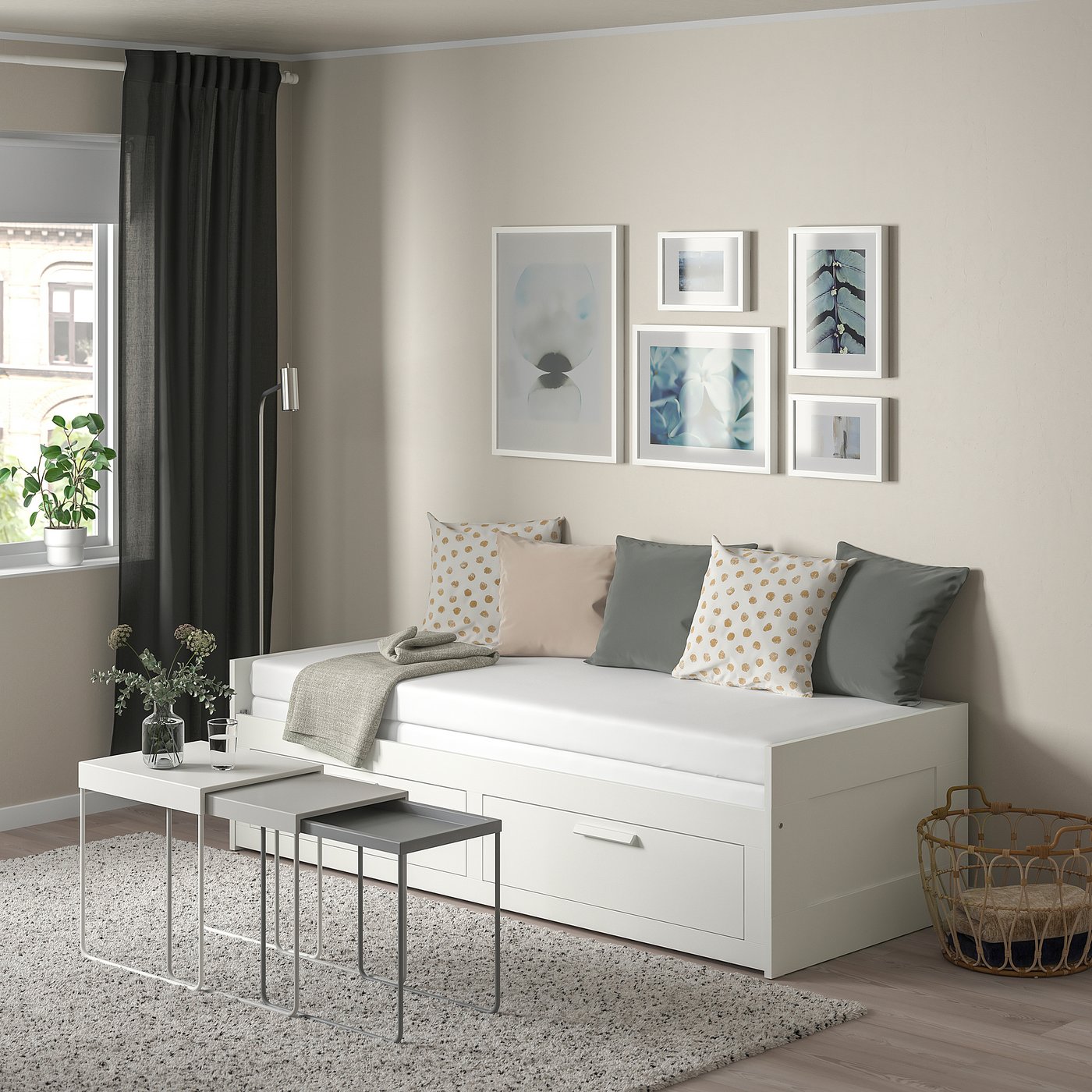 BRIMNES bedroom furniture, set of 3, white, 80x200 cm