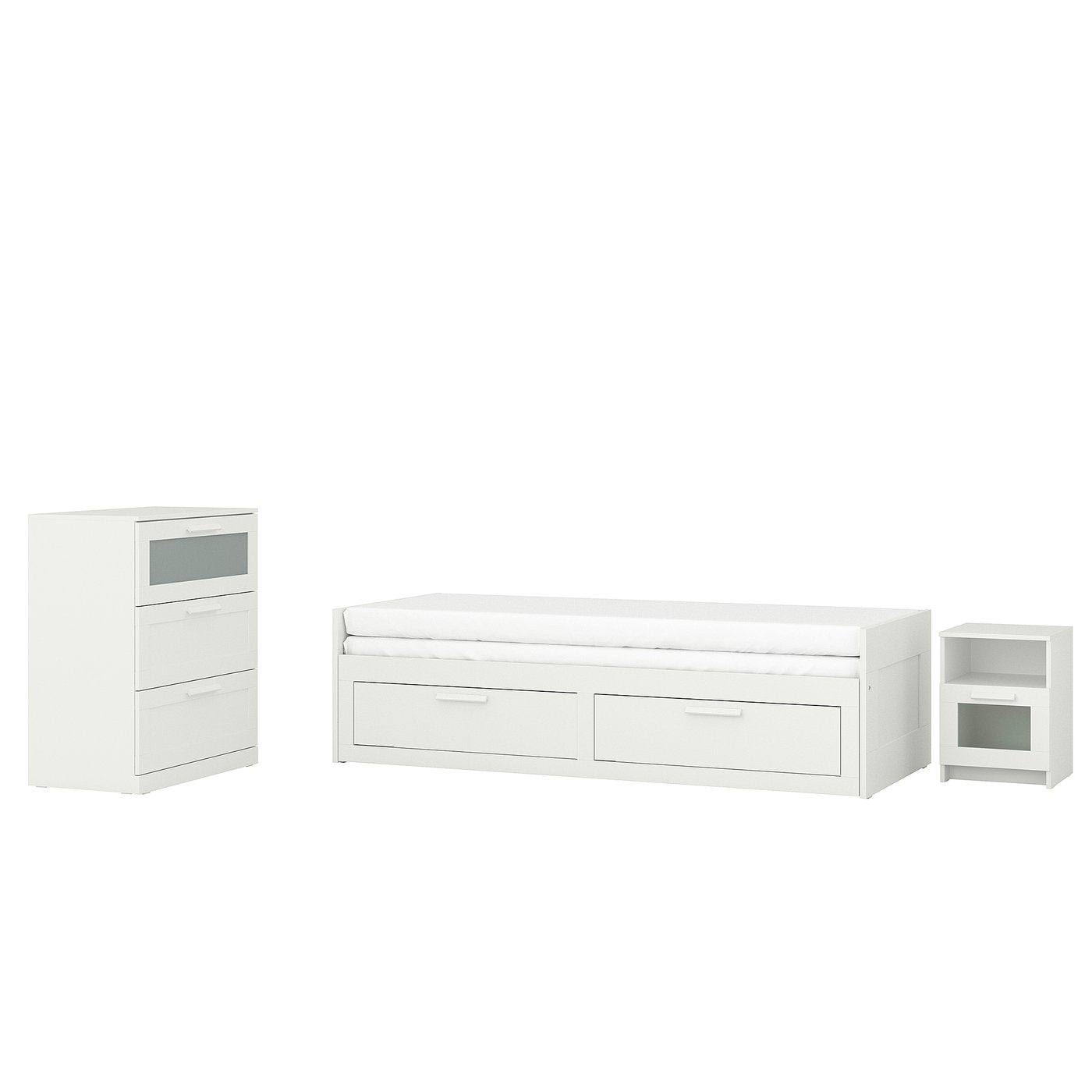 BRIMNES bedroom furniture, set of 3, white, 200x80 cm
