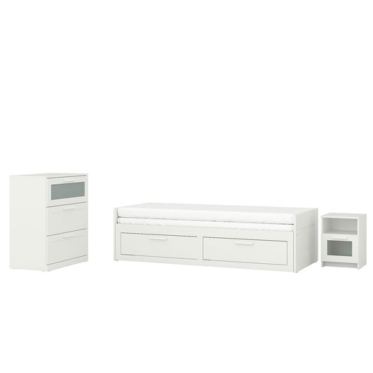 BRIMNES bedroom furniture, set of 3, white, 200x80 cm