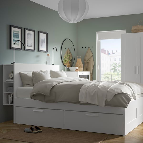 BRIMNES - 3-piece bedroom set, white,140x200 cm