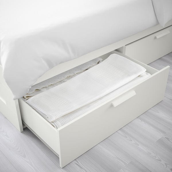 Ikea BRIMNES Bed frame with drawers, white / Lindbåden,140x200 cm , 140x200 cm