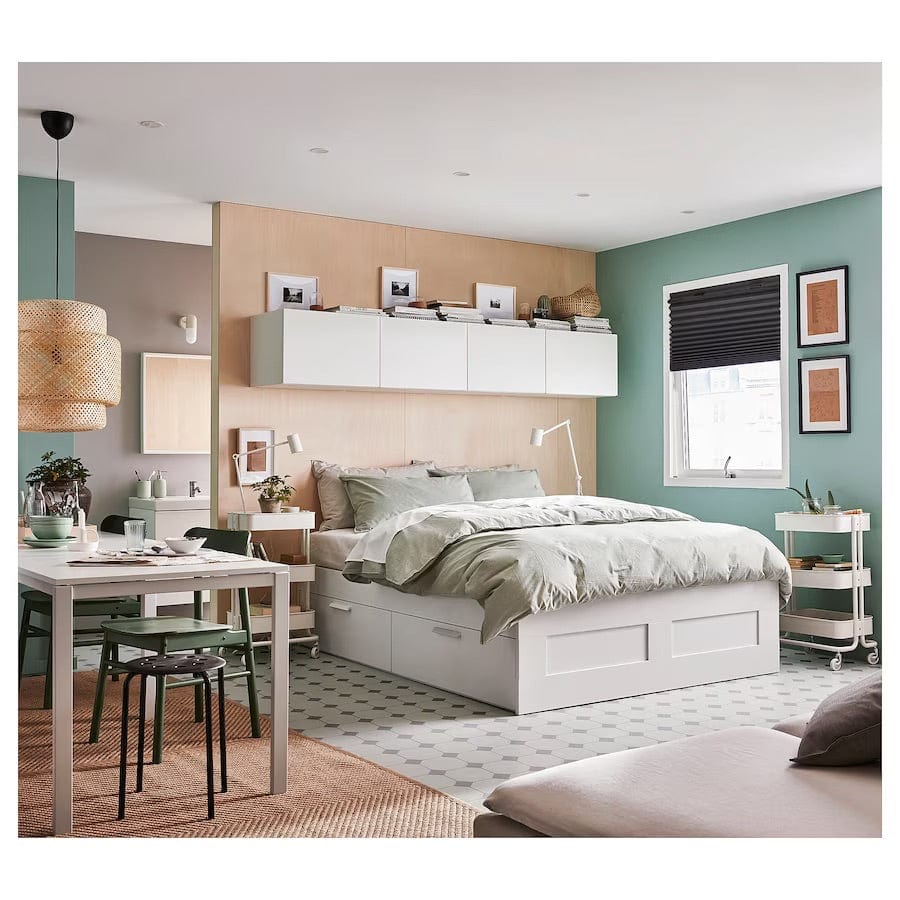 Ikea BRIMNES Bed frame with drawers, white, 160x200 cm