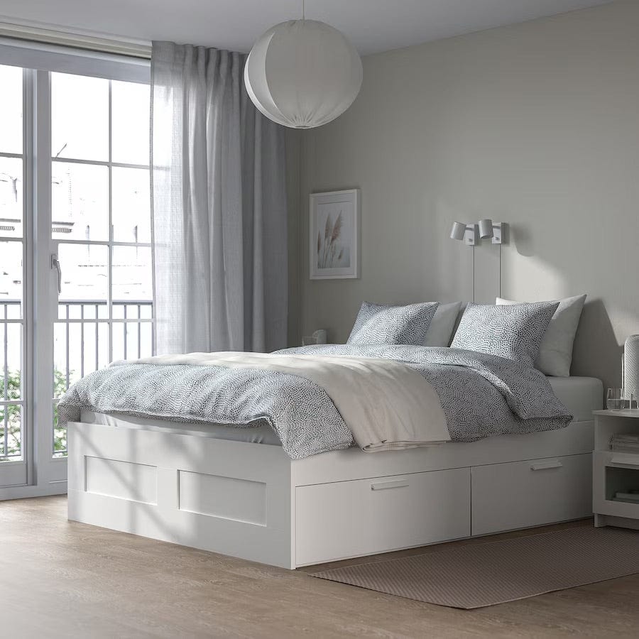 Ikea BRIMNES Bed frame with drawers, white, 160x200 cm