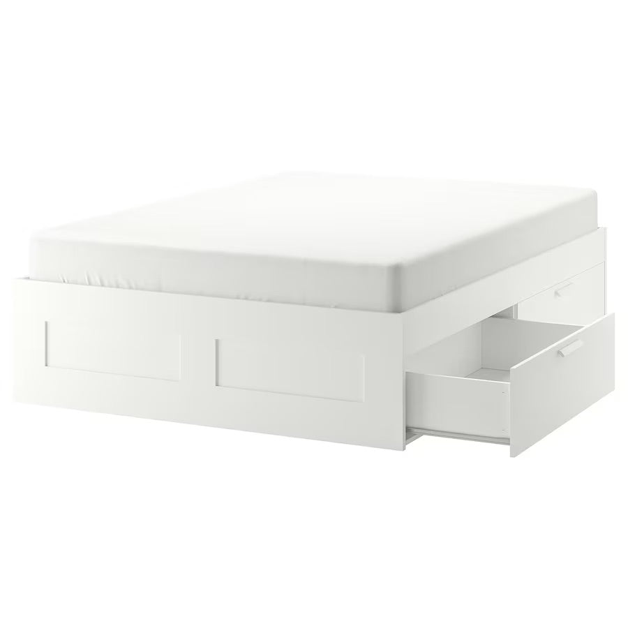 BRIMNES Bed frame with drawers, white, 160x200 cm - best price from Maltashopper.com 30228718