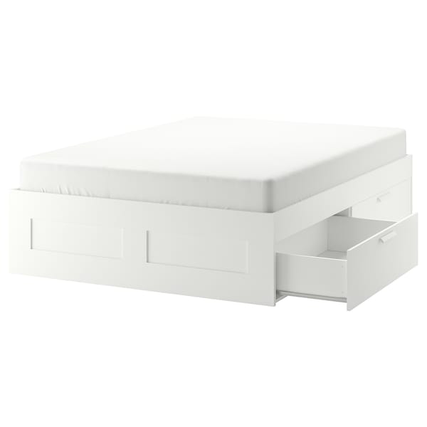 BRIMNES - Bed frame with drawers, white, 140x200 cm