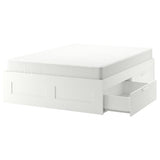 BRIMNES bed frame with storage, white, 140x200 cm