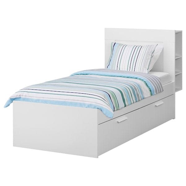 Ikea BRIMNES Bed frame / storage / headboard, white / Lindbåden,90x200 cm