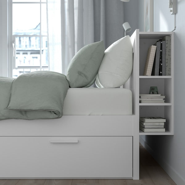 BRIMNES Bed/contenit/headboard structure - white/Lönset 160x200 cm , 160x200 cm