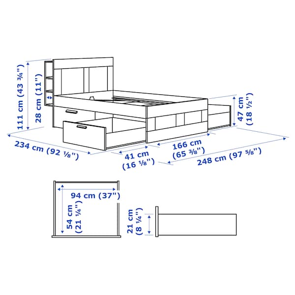 Ikea BRIMNES - Bed frame/headboard, white,160x200 cm