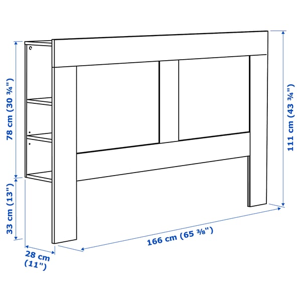 BRIMNES Headboard with container compartment - white 160 cm , 160 cm
