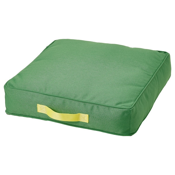 BRÖGGAN - Floor cushion, indoor/outdoor green,45x45 cm