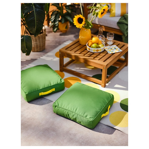 BRÖGGAN - Floor cushion, indoor/outdoor green,45x45 cm