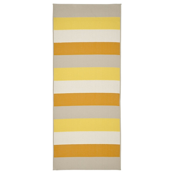 BRÖGGAN - Rug flatwoven, in/outdoor, yellow, 80x200 cm