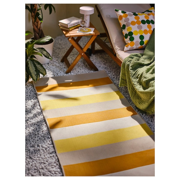 BRÖGGAN - Flat woven carpet int/east, yellow,80x200 cm