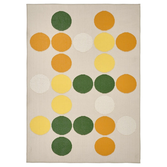 BRÖGGAN - Rug flatwoven, in/outdoor, dot pattern multicolour, 133x195 cm