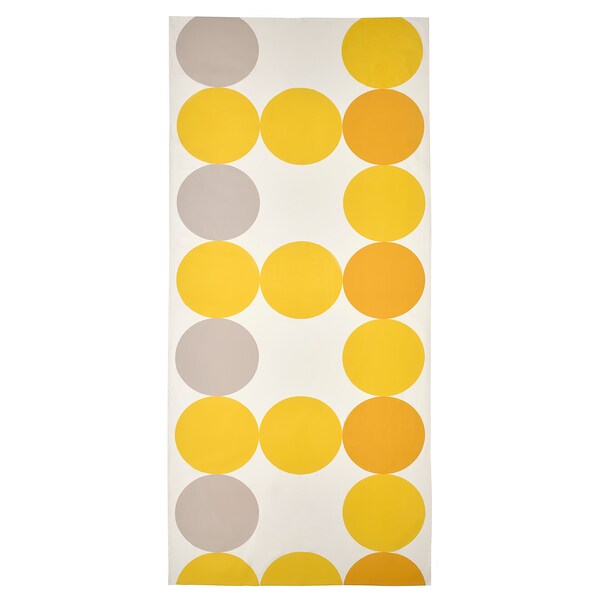 BRÖGGAN - Tablecloth, dot pattern white/yellow, 145x320 cm