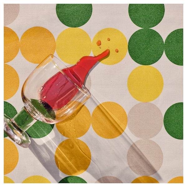 BRÖGGAN - Tablecloth, wipeable/dot pattern multicolour, 145x240 cm