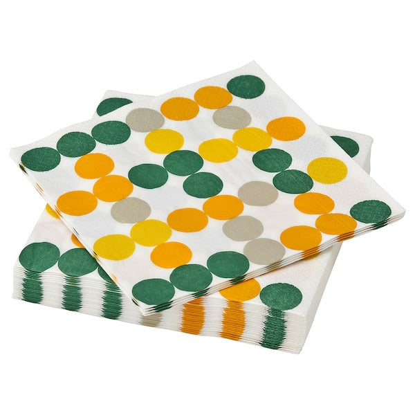 BRÖGGAN - Paper napkin, dot pattern multicolour, 33x33 cm