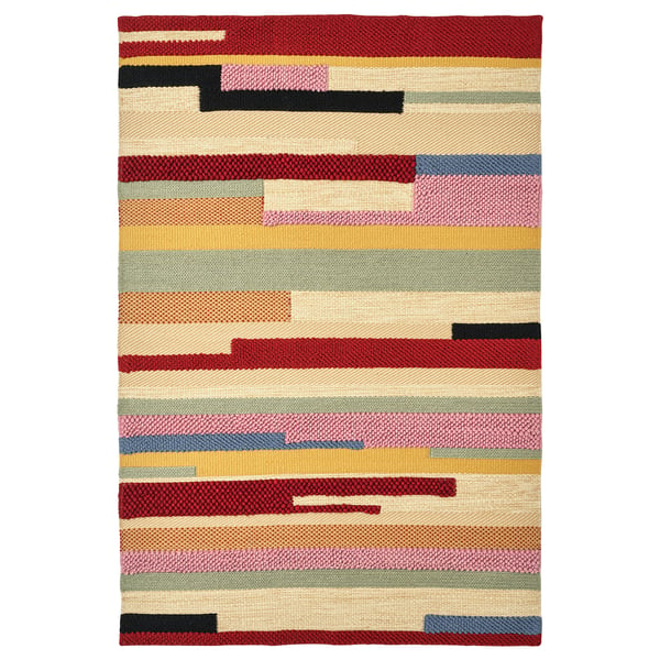 BRÖNDEN rug, low pile, handmade multicolour/red, 200x300 cm