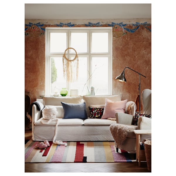 BRÖNDEN rug, low pile, handmade multicolour/red, 200x300 cm