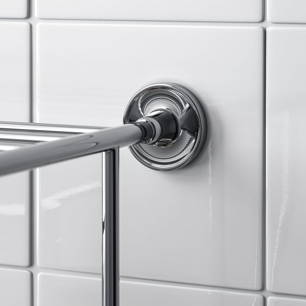 BROFJÄRDEN wall shelf with towel rail, chrome effect, 75x29 cm