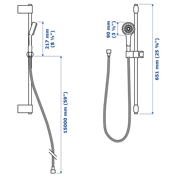 BROGRUND riser rail with handshower kit, chrome-plated, 90 mm