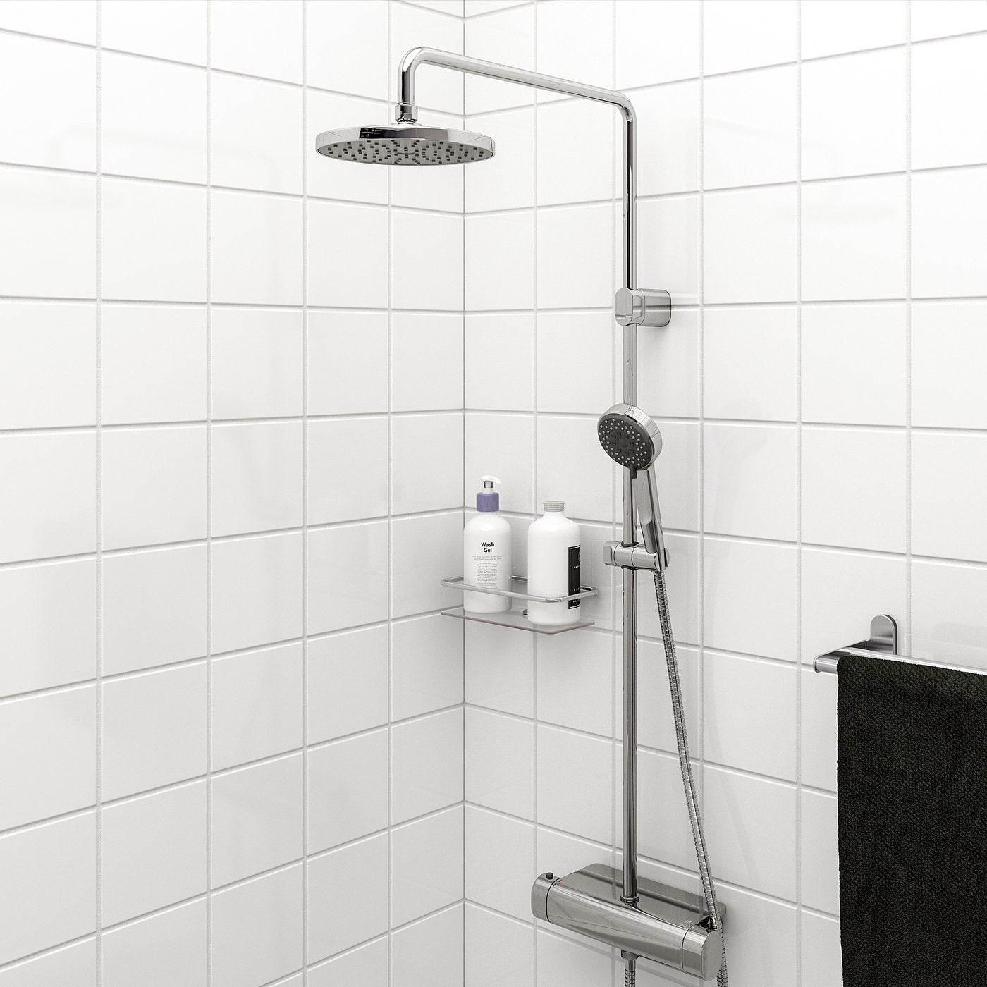 BROGRUND shower set with thermostatic mixer, chrome-plated, 200 mm