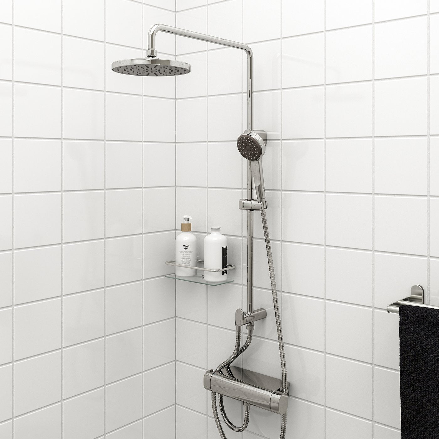 BROGRUND head/handshower kit with diverter, chrome-plated, 200 mm