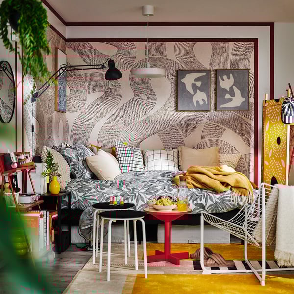 BROKDRACENA - BROKDRACENA Duvet cover and pillowcase, white/black, 150x200/50x80 cm