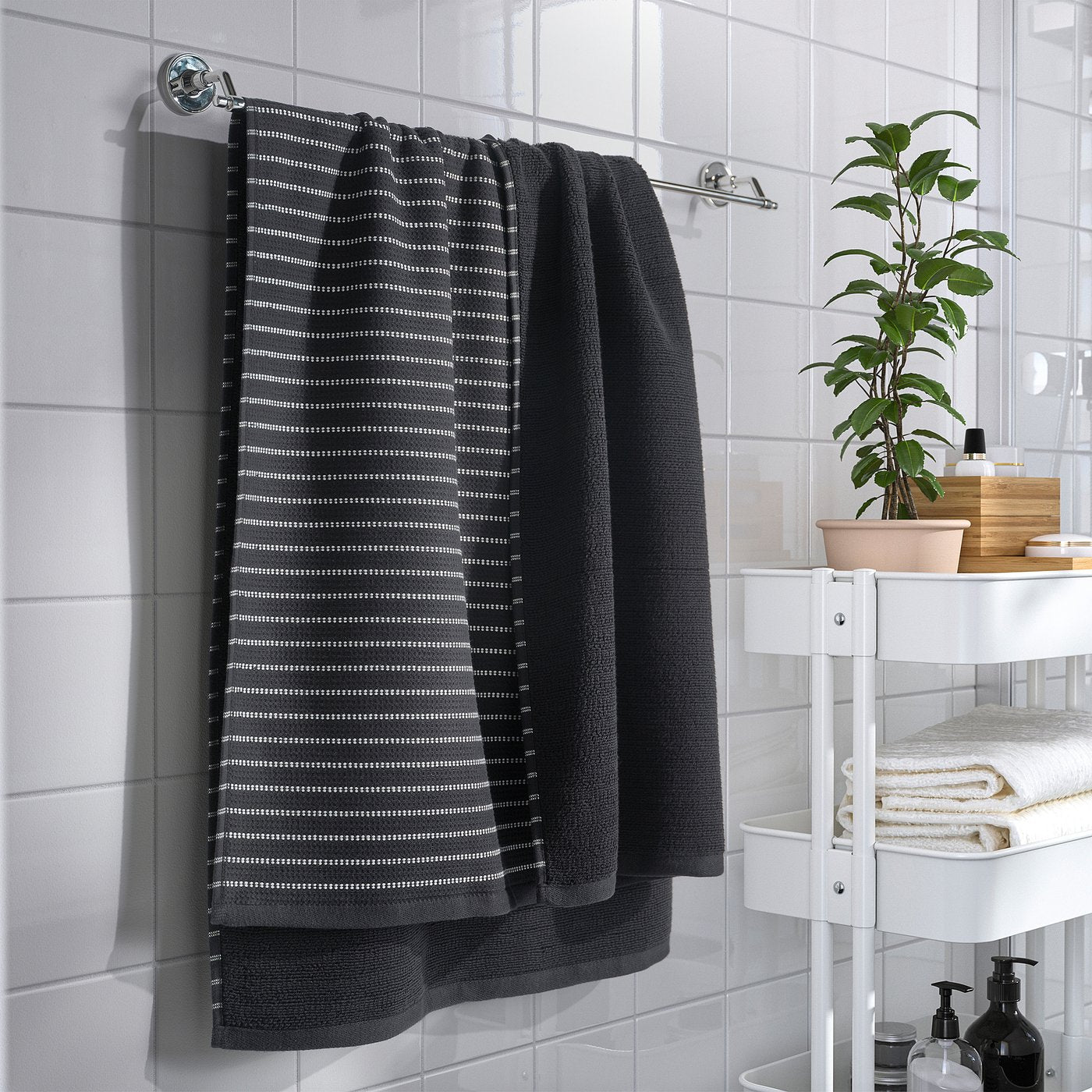 BROKGINST bath sheet, black, 100x150 cm