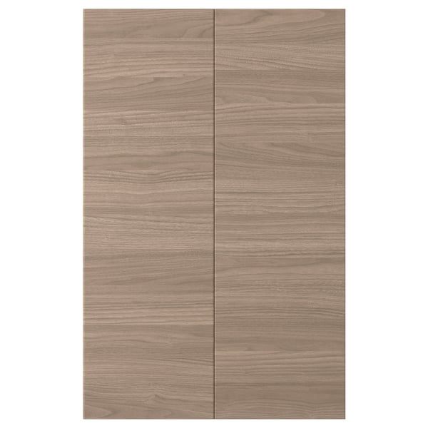 BROKHULT 2-p door f corner base cabinet set, walnut effect light grey