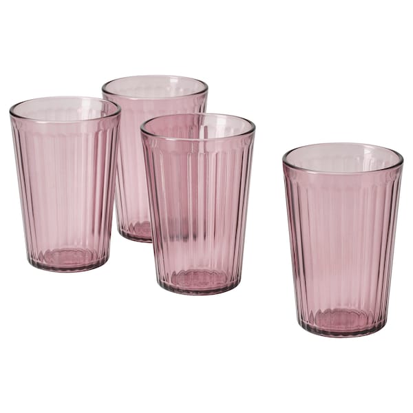 BROKROCKA - Glass, pink-grey,31 cl x 4 pieces