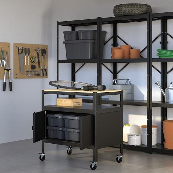 Ikea BROR Door/uprights/bottom panel - black ,