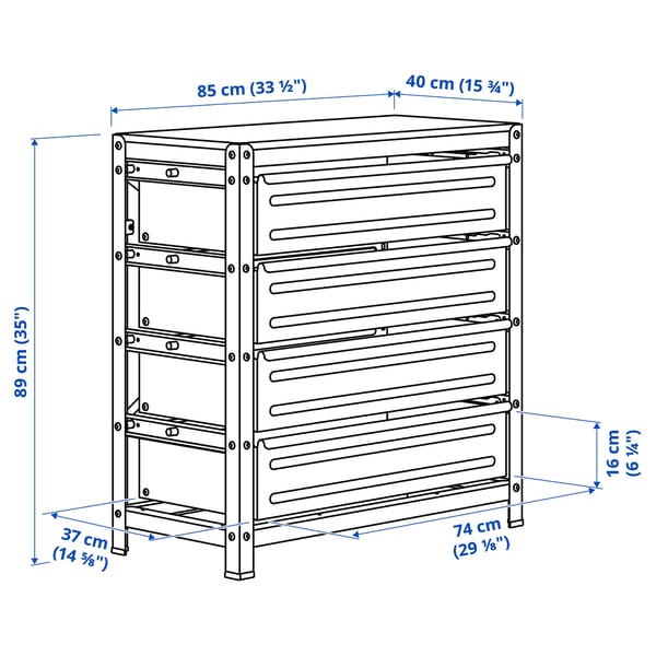 BROR work bench with drawers, black/pine plywood, 85x40x89 cm