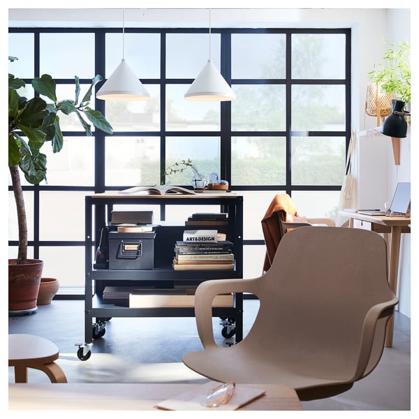 BROR trolley, black/pine plywood, 85x55 cm