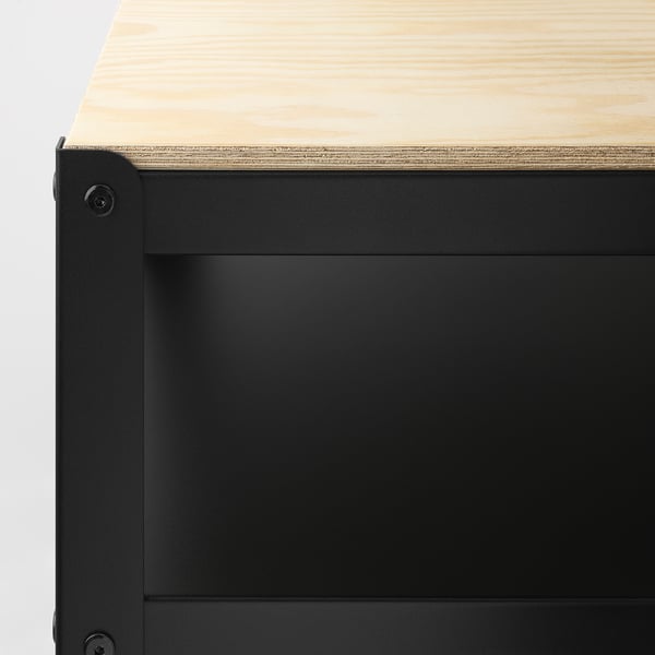 BROR trolley, black/pine plywood, 85x55 cm