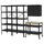 BROR storage w shelves/cabinet/trolley, black/pine plywood