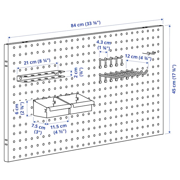 BROR - Wall shelf combination, with pegboard/2 shelves/black, 88x30x90 cm