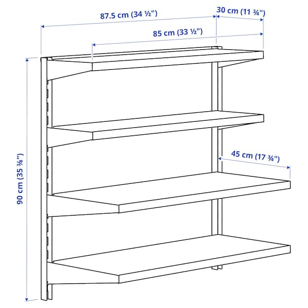 Ikea BROR - Wall shelf combination, black, 88x30/45x90 cm