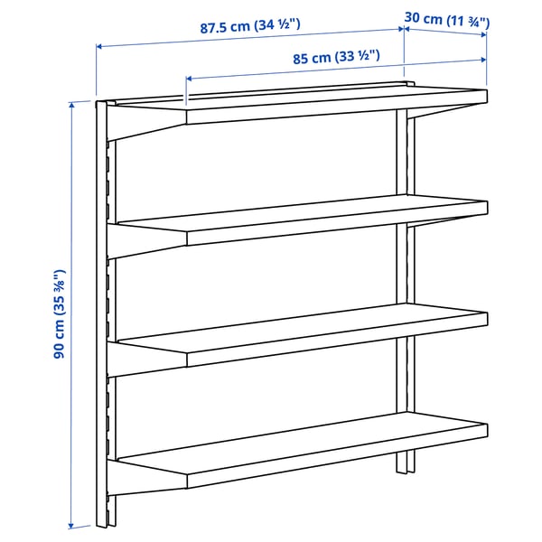 BROR wall shelf combination, black, 88x30x90 cm