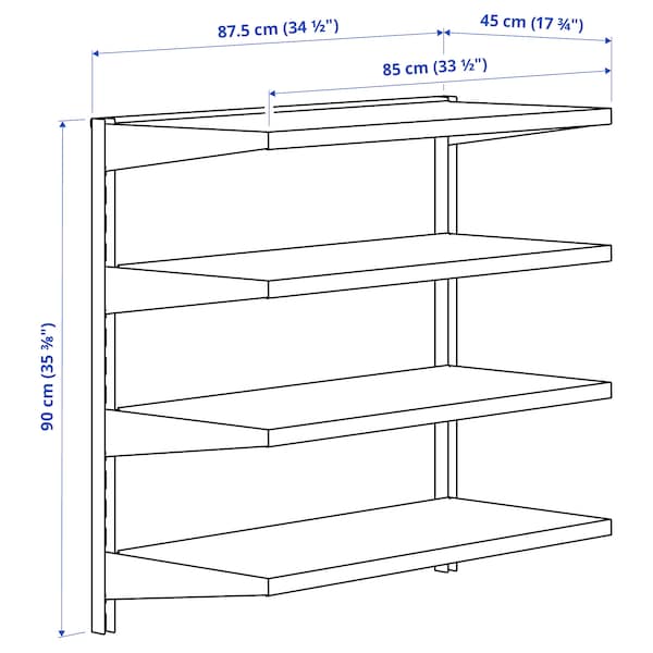 Ikea BROR - Wall shelf combination, black, 88x45x90 cm