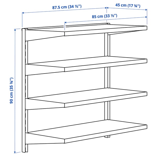BROR - BROR Wall shelf combination, black, 88x45x90 cm