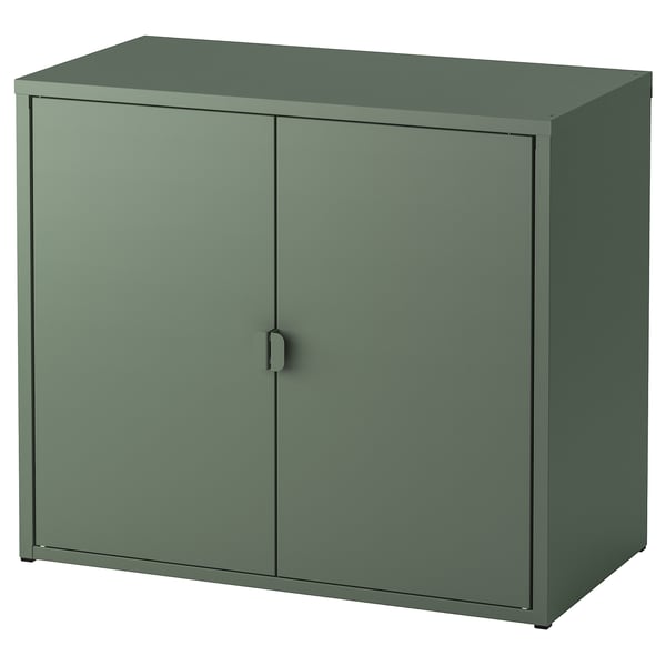 BROR cabinet with 2 doors, grey-green, 76x40x66 cm