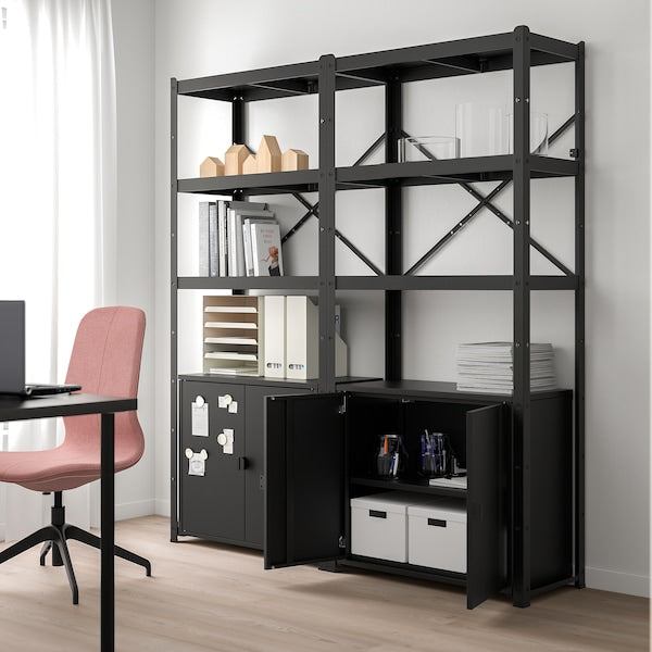 BROR - Cabinet with 2 doors, black , 76x40x66 cm