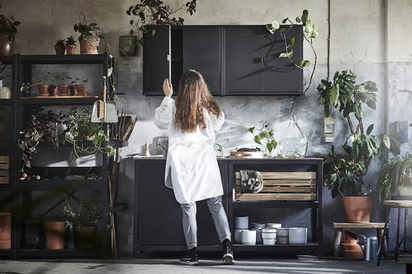 BROR cabinet with 2 doors, black, 76x40x66 cm