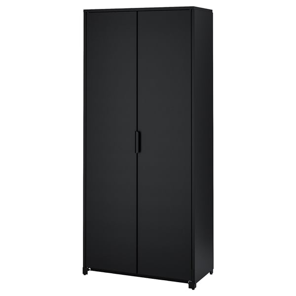 BROR - BROR Cabinet with doors, black, 85x40x191 cm