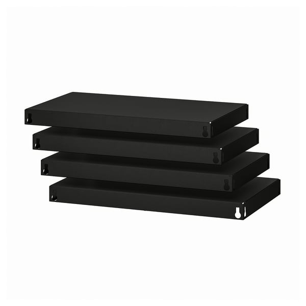 BROR shelf, black, 64x39 cm, 4 pack