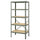 BROR shelving unit, with 5 shelves grey-green/pine plywood, 85x55x190 cm